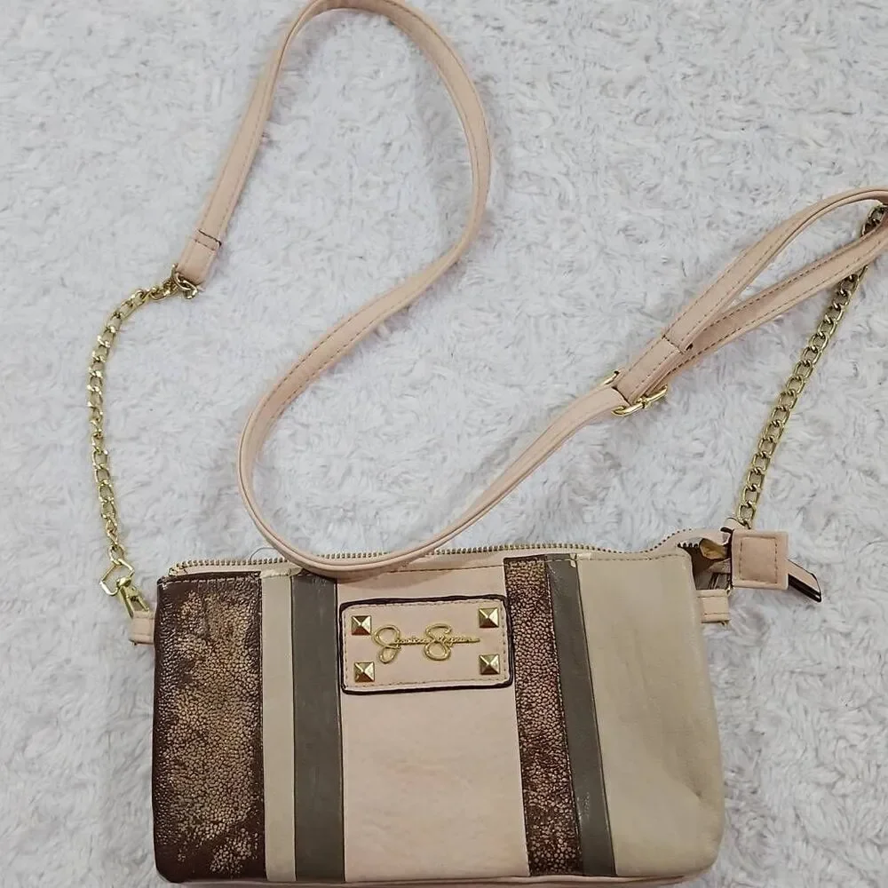 Jessica Simpson Ryanne Crossbody Metallic studded chained strap party purse